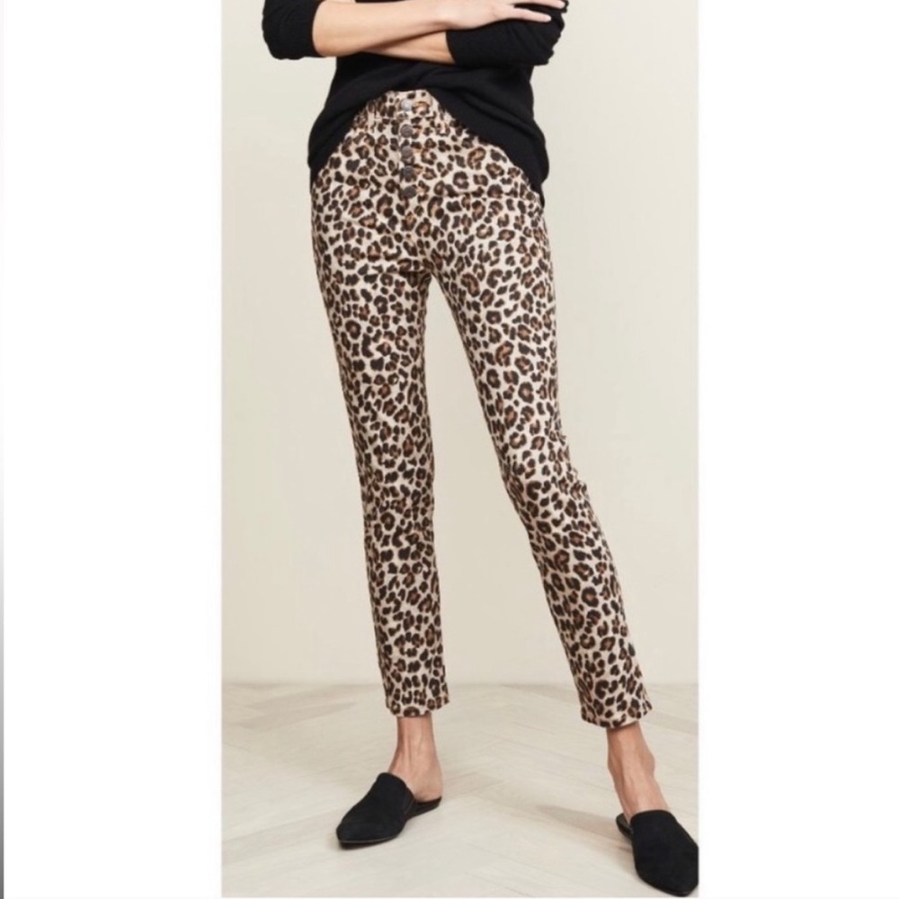 Veronica Beard Debbie 10” Leopard Print High Wasted Skinny Jeans Size 30